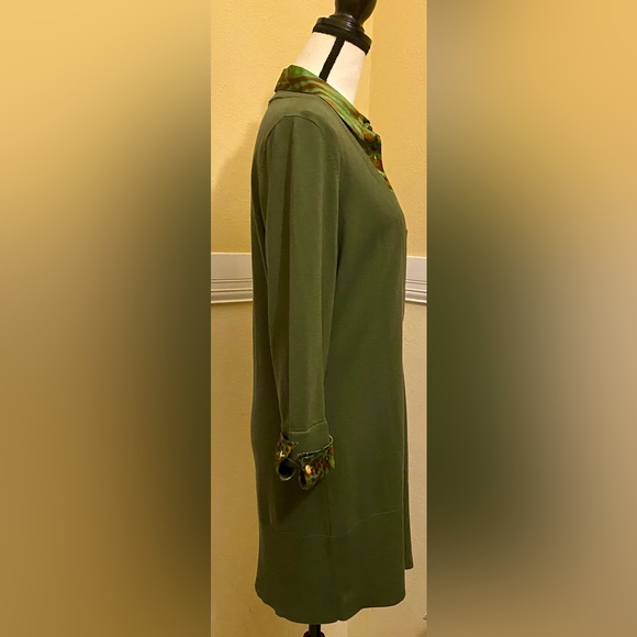 MISS TINA Sweater w/ Attached Shirt; Green w/ gold accents; Large; NWOT. - Picture 4 of 8